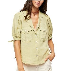 NWT free people Safari babe linen top in fern
